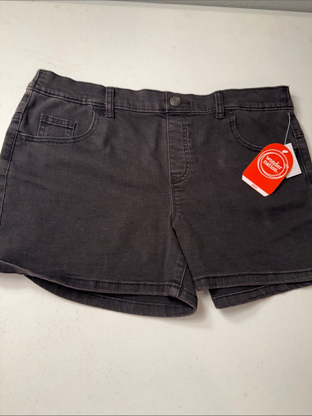 wonder nation Black Girls' Stretch Denim Shorts